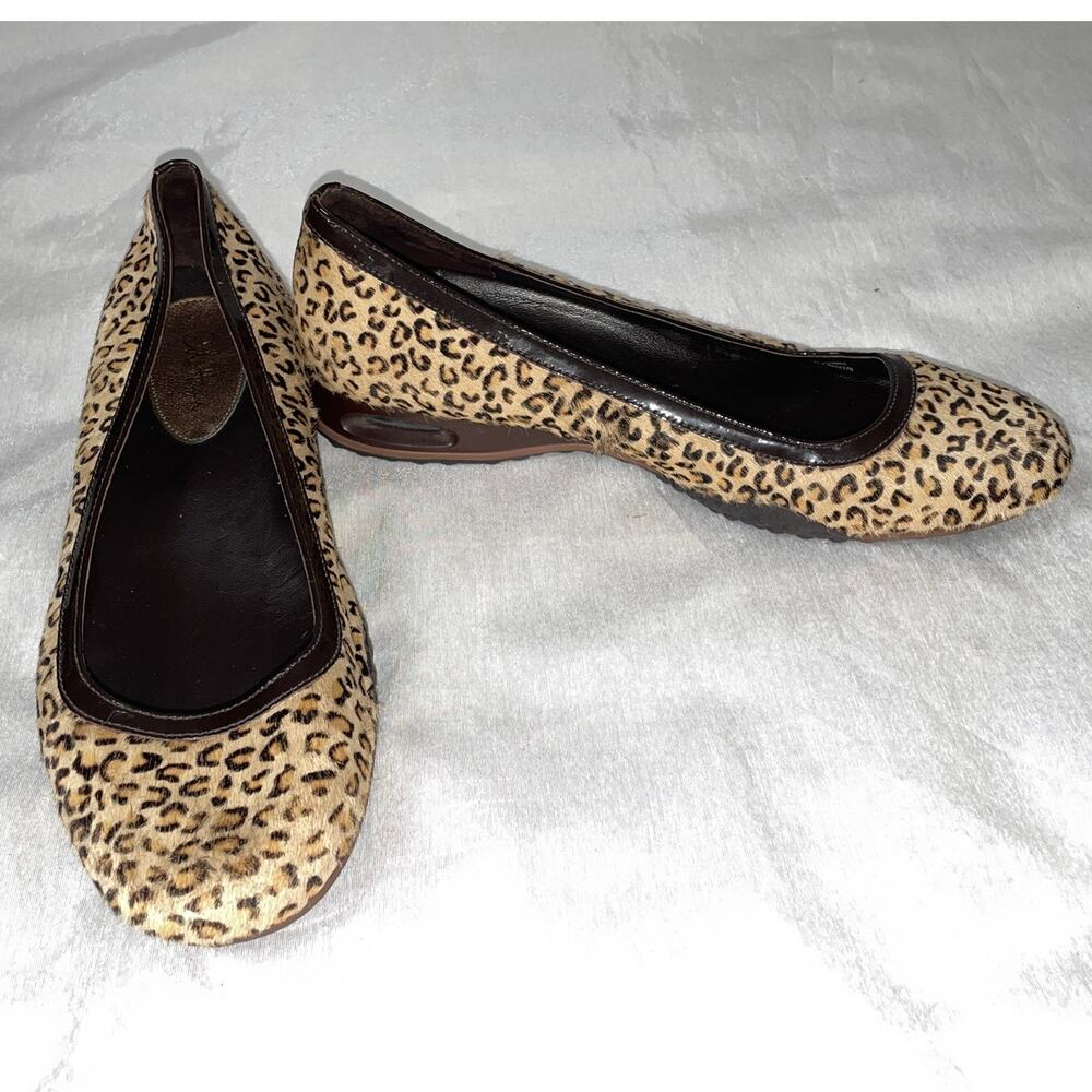 Cole Haan Leopard Print Calf Hair Flats w/ NikeAir Soles - Women's Size 7 1/2 B